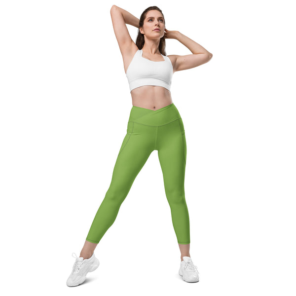 Fierce Green Crossover leggings with pockets