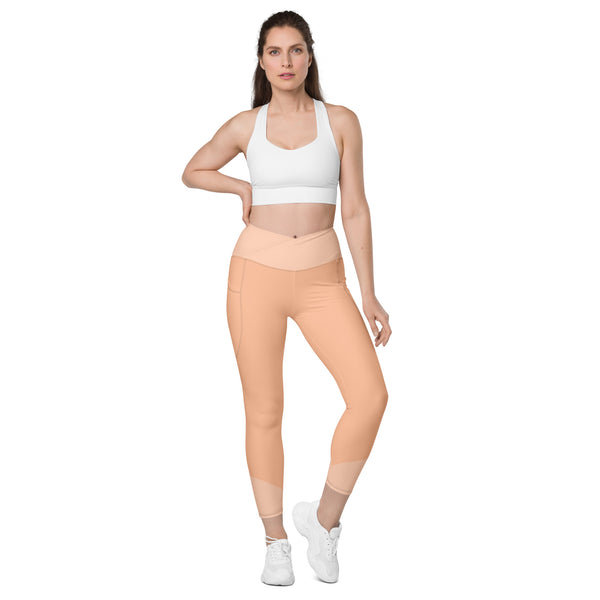 Peach Fuzz Crossover leggings with pockets  (Limited Release)