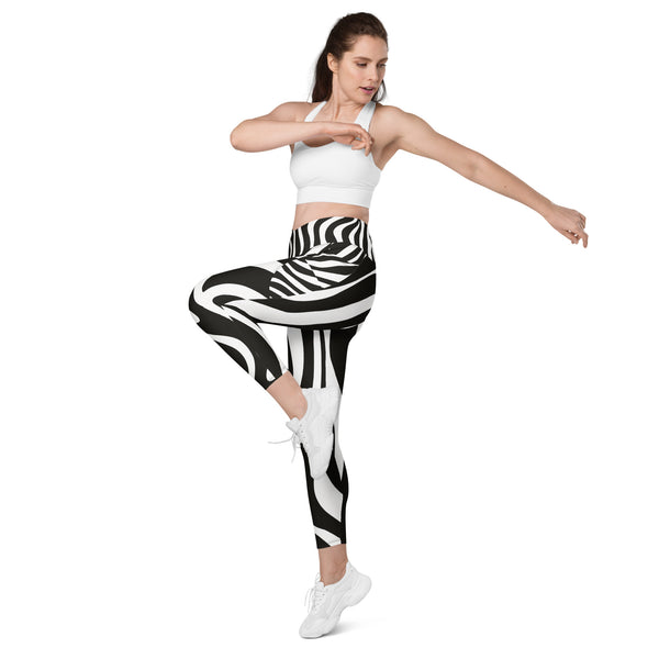 Zebra Crossover leggings with pockets